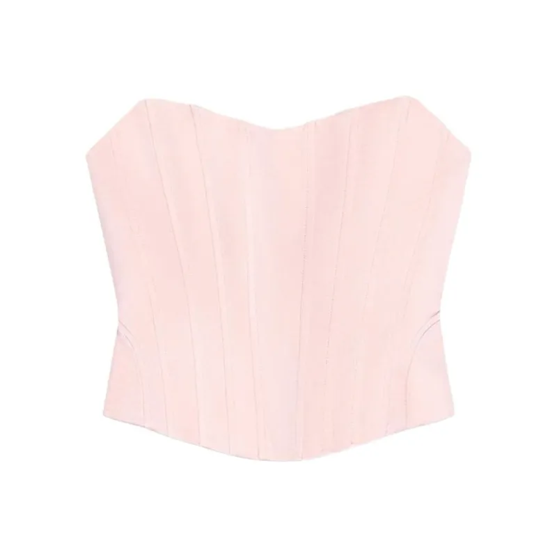 ZARA Strapless Tops Women's Light Pink Red-0