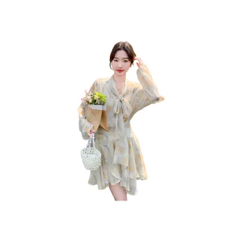 Flowers In Water Long Sleeved Dress Women's