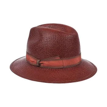 Borsalino Straw Bucket Hats Unisex Red
