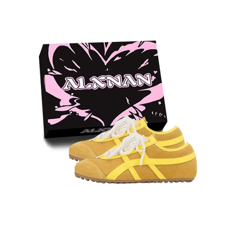 Alxnan Casual Shoes Women's Low Top Ivory/Silver/Pink/Lemon-42