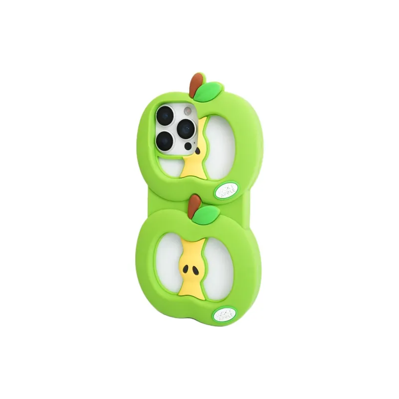 Sopi Silicone Material Cut Out Red Green Apple Phone Cases Compatible With IPhone 16/15 Pro Max/Apple 13/14 Pro/Max-7