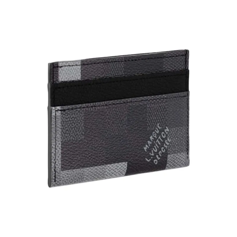 LOUIS VUITTON Damoflage Black Coated Canvas Card Holder Men's Black-1