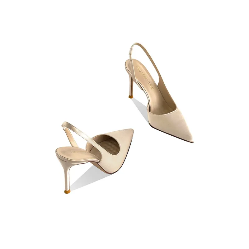 Lan Miao Slim Heel High Heels 8CM Women's Champagne-2