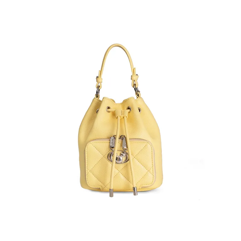 Disney Synthetic Leather, Textile Mosaic Bucket Bag, One Shoulder Handbag Women's Yellow-1