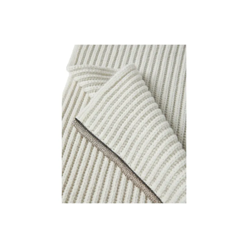 Brunello Cucinelli Cashmere Knit Scarves Unisex White-2