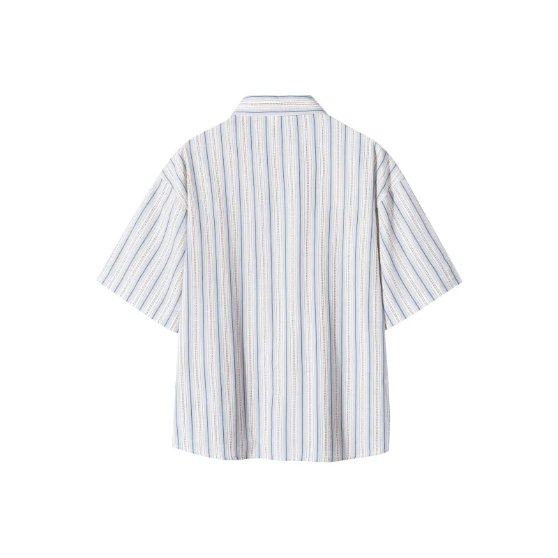 SANBAI STUDIO Shirts Unisex Light Blue Vertical Stripes-1