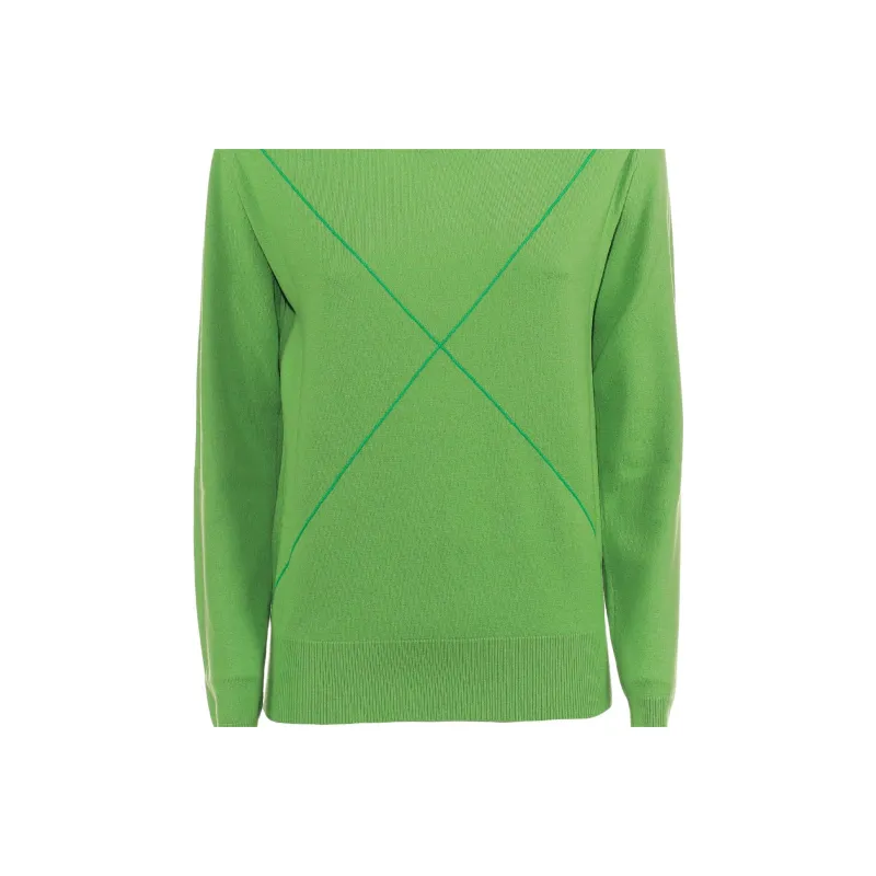 Bottega Veneta Cross Printed V Neck Sweater Green-3