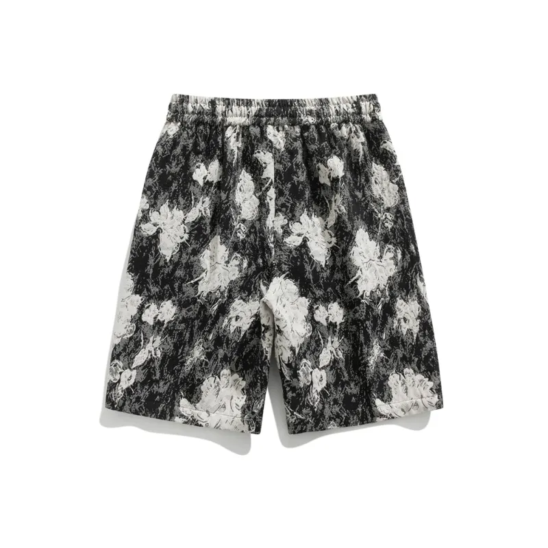 YATSI Casual Shorts Unisex Black Floral-1
