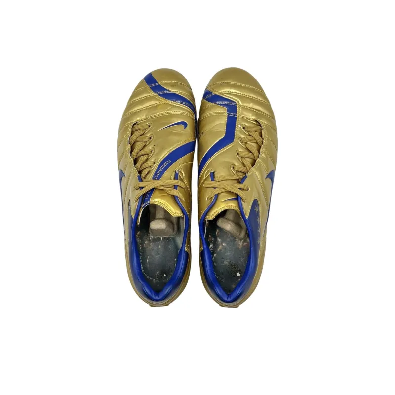Nike T90 FG Rubber Long Studs Anti Slip Wear Resistant Soccer Shoes Unisex Gold-2