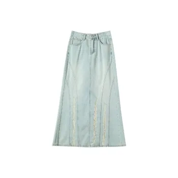 ABCMININ Denim Long Skirt Women's