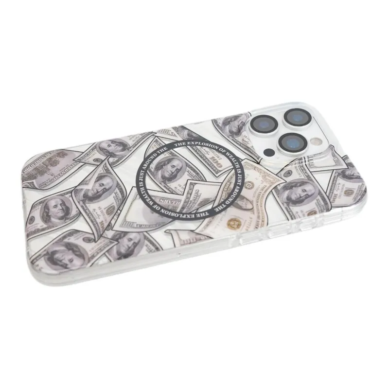 Sopi Acrylic Material Dollar Bill Magnetic Stand Phone Cases Compatible With IPhone 16/15 Pro Max/Apple 13/14 Pro/Max-7