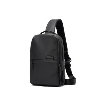 SEPTWOLVES Synthetic Leather, Textile Mosaic Sling Bag Men's Black