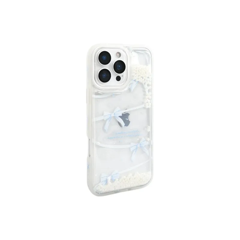 Sopi TPU Material Pearl Sand Blue Bowknot Phone Cases Compatible With IPhone 16/15 Pro Max/Apple 13/14 Pro/Max-6