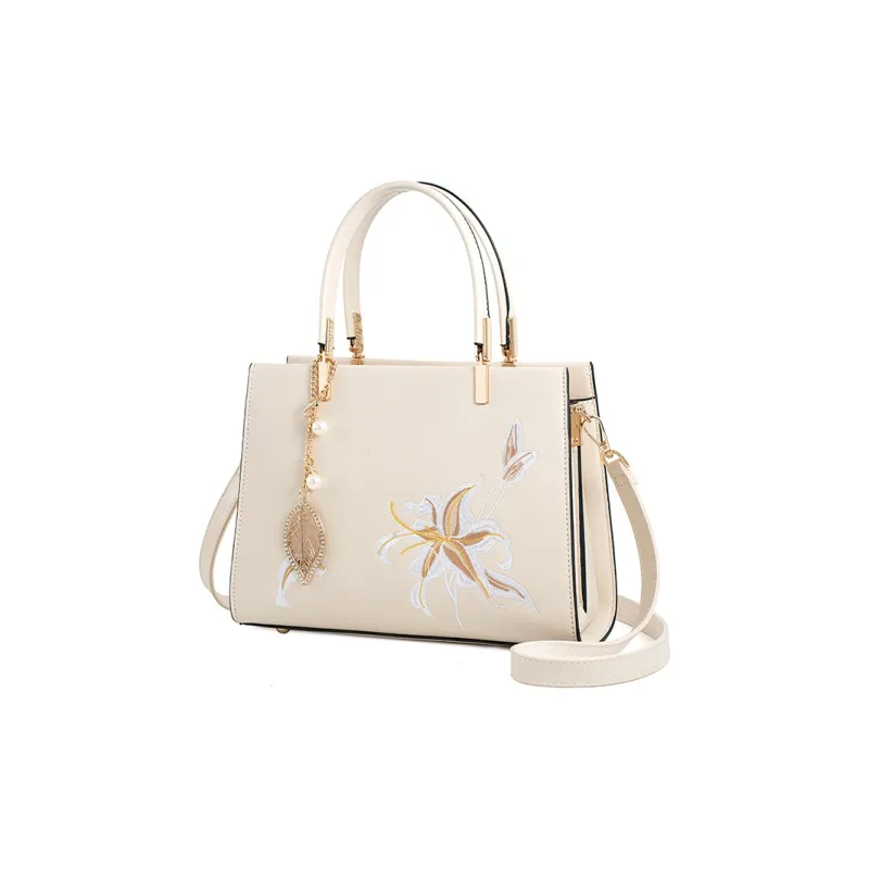 Vigno Synthetic Leather Handbag, One Shoulder, Crossbody Bag Women's Ecru-2