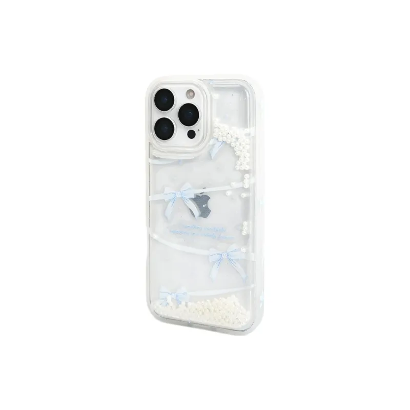 Sopi TPU Material Pearl Sand Blue Bowknot Phone Cases Compatible With IPhone 16/15 Pro Max/Apple 13/14 Pro/Max-7