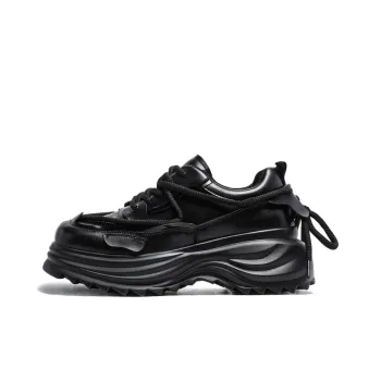 MOMGOG Anti Slip And Wear Resistant Height Increasing Low Top Chunky Sneakers Unisex Black