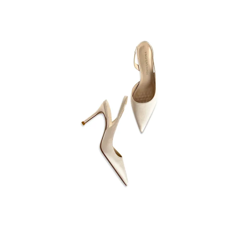 Lan Miao Slim Heel High Heels 8CM Women's Champagne-4