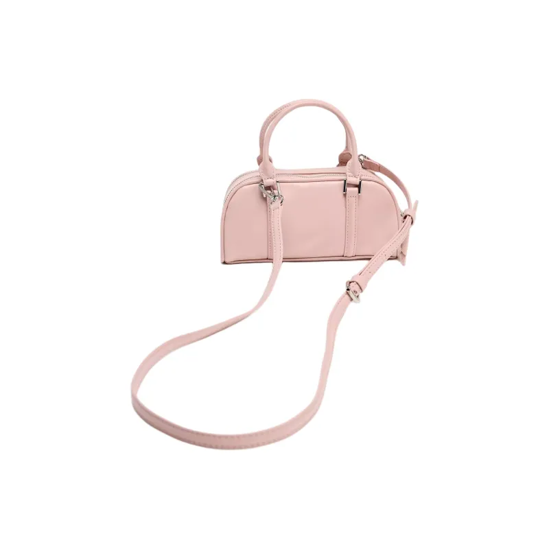 ZARA PU Bowling Bag, Shoulder Bag, Handbag Mini Women's Pink-1