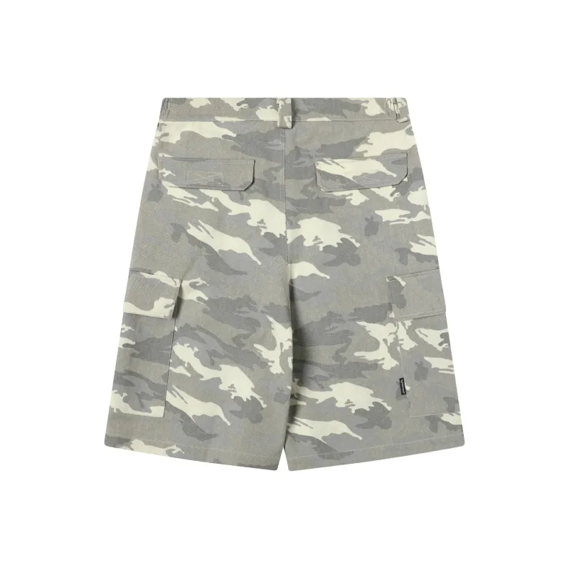 TGNS Casual Shorts Unisex White Gray Camouflage-1