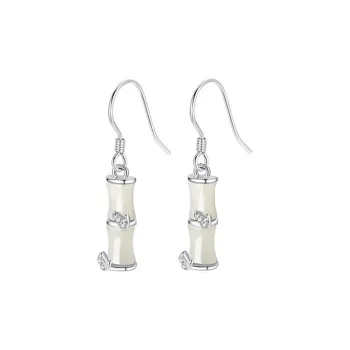 Asia Star Earrings Pale Greenish White Jade Women's