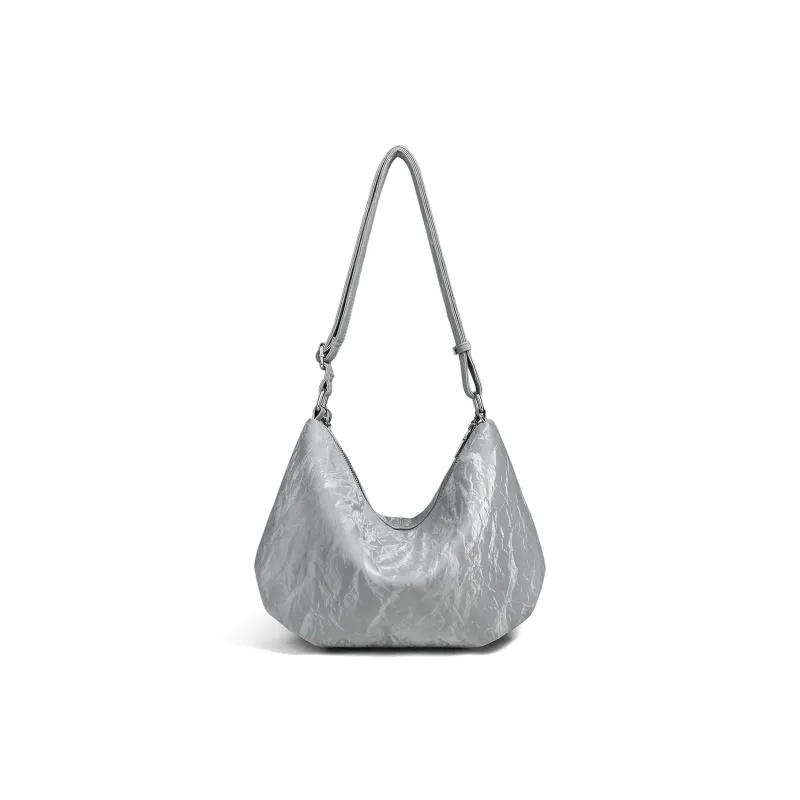 C°BANNER Cow Leather One Shoulder Crossbody Tote Medium Size Women's Silver Gray-3