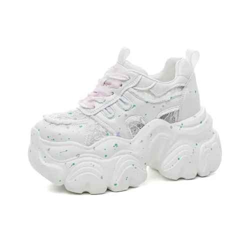 Shoe cabinet floral language Chunky Sneakers Women's Low Top White