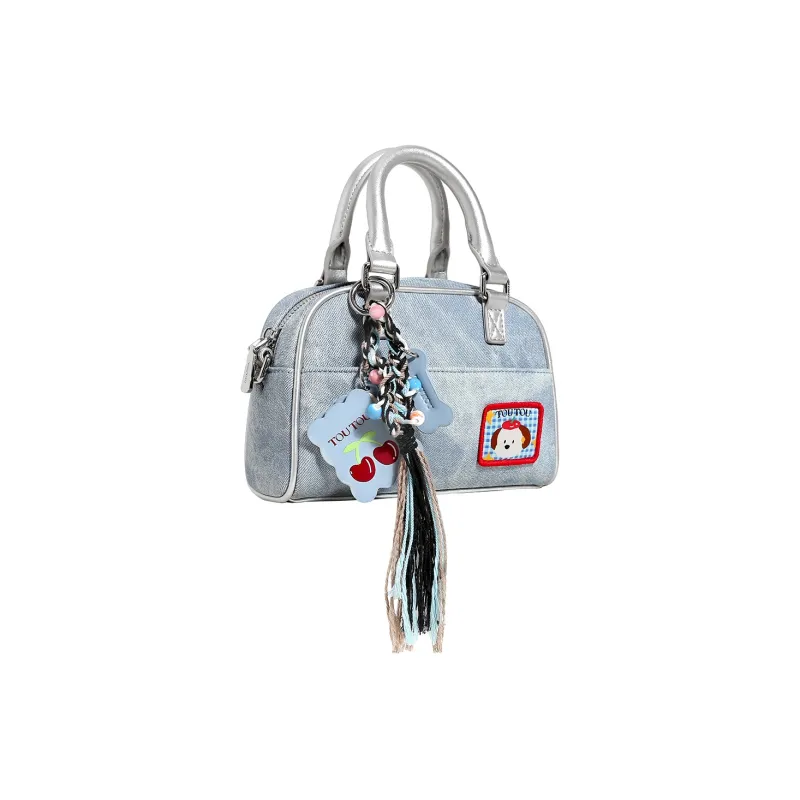 TOUTOU Synthetic Leather Handbag Regular Women's Denim Blue-5