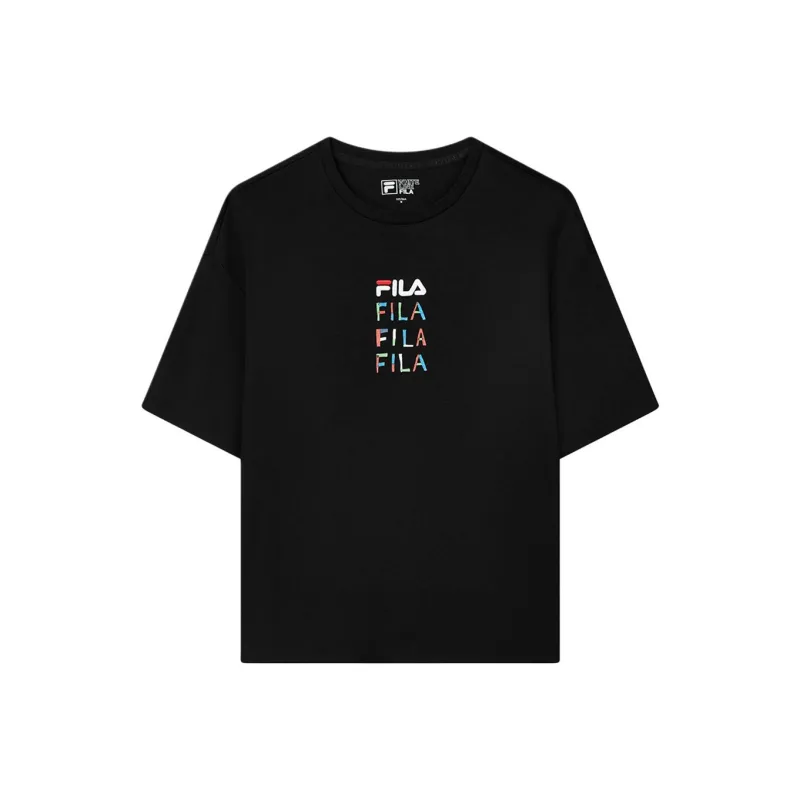 FILA Drop Shoulder Sleeve T Shirt Women's Black-0