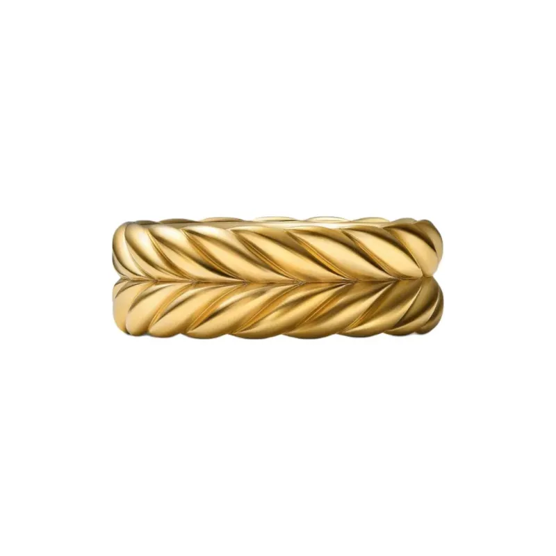 David Yurman 18kt Yellow Gold Chevron Band Ring-1