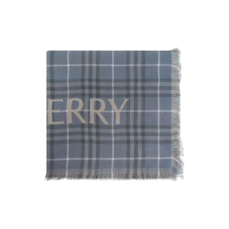 Burberry Signature Knight Motif Checked Frayed Edge Scarf-0