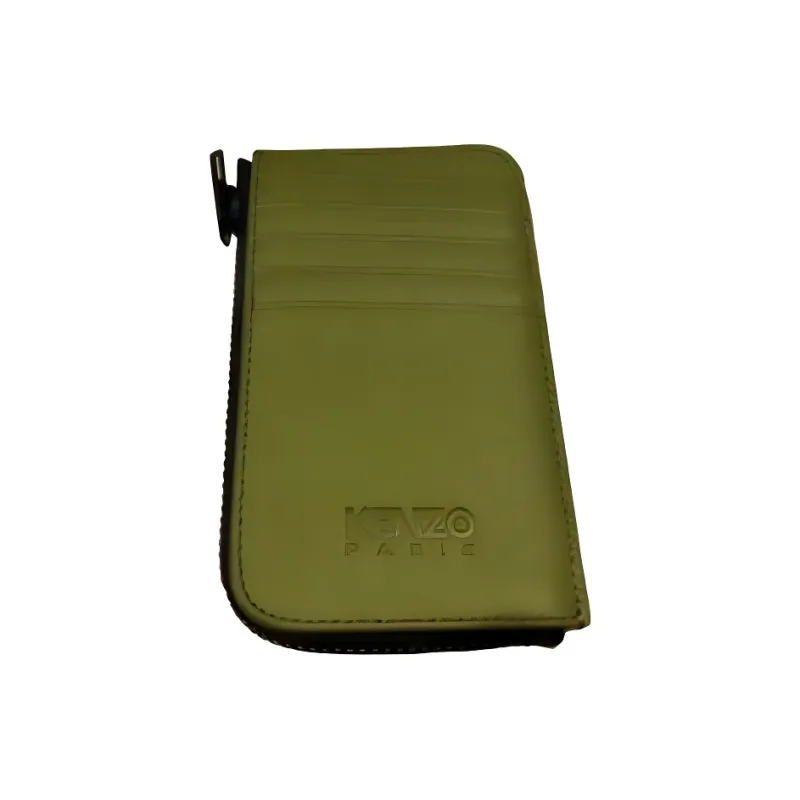KENZO Leather Wallets Card Holders Women's Green-3