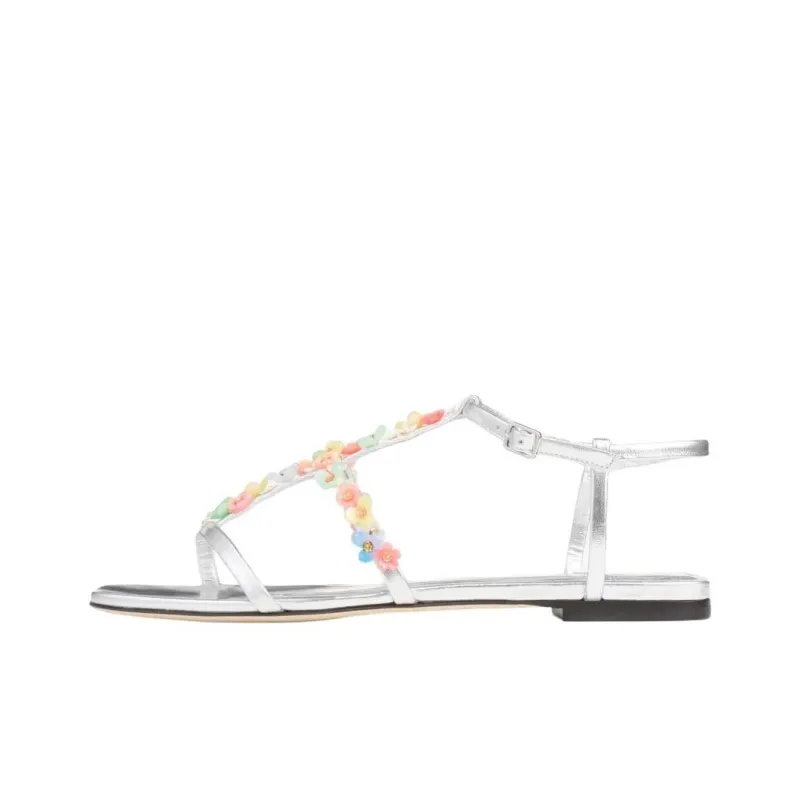 Jimmy Choo Gwyn Daisy Roman Sandals Women's Silver-0