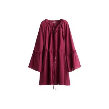 H&M Long Sleeved Dresses Women's Burgundy