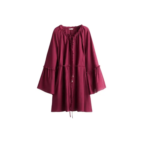 H&M Long Sleeved Dresses Women's Burgundy