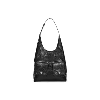JELLYTOYBOY Cow Leather Planet Frame Saddle Bag One Shoulder/Underarm/Crossbody Bag Women's Black/Brown Color