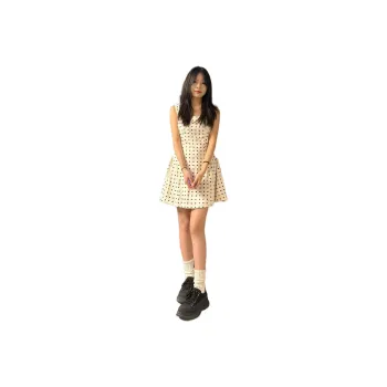 Dior Beauty Slip Dresses Women's Apricot Polka Dot Skirt