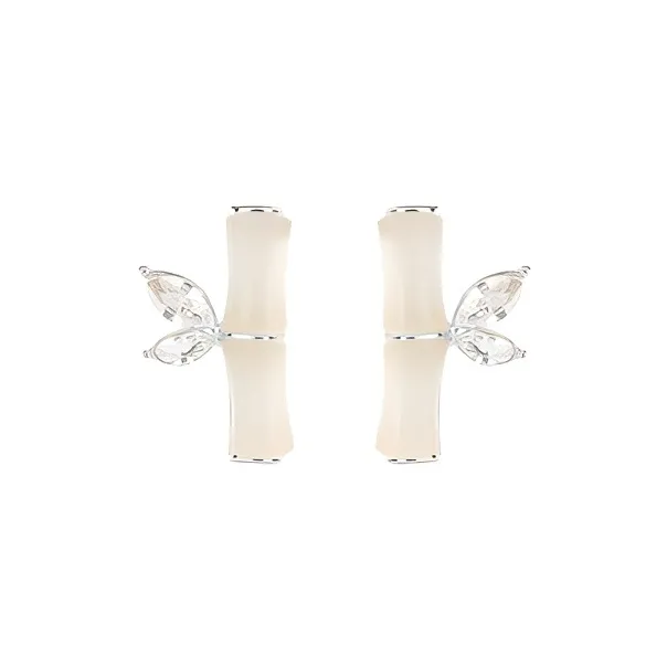 Asia Star Earrings Pale Greenish White Jade Women's-0