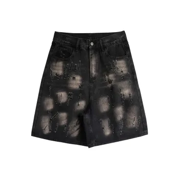 MIIOW Denim Shorts Unisex Black Gold