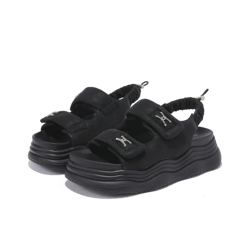 CARDANRO Beach Sandals Women's Black/Yellow-2