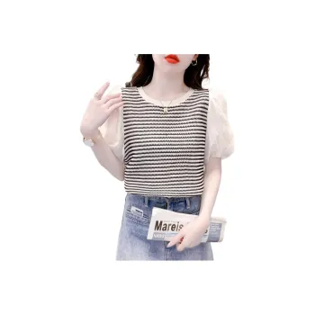 Flowers In Water Puff Sleeve T Shirt Women's