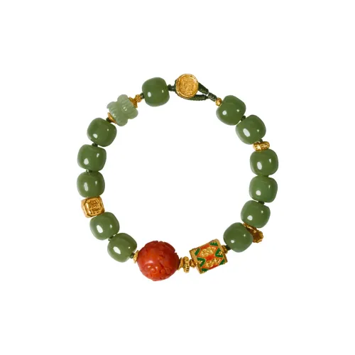 Long Fu Hetian Jade Bracelets Green Jade Women's