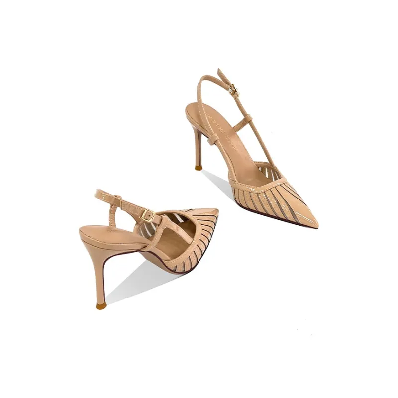 Lan Miao Slim Heel High Heels 8CM Women's Nude-3