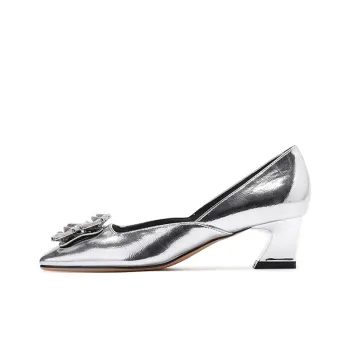 Lan Miao Chunky Heel High Heels 4CM Women's Silver