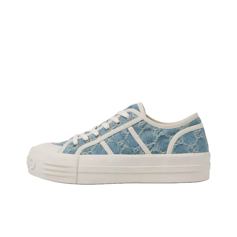 GUCCI Low Top Canvas Shoes Women's Light Blue-0