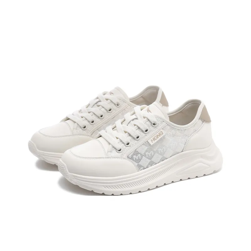 RED DRAGONFLY Abrasion Resistant Height Increasing Low Top Casual Shoes Women's Beige Apricot-2
