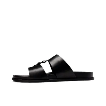 Voguhomme Rubber Sole Slip Resistant Slide Slippers Men's Black