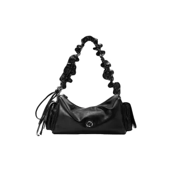 JELLYTOYBOY High Texture Cow Leather Cow Leather Cloud Cluster Bucket Bag Underarm Shoulder Bag Tubas Women's Black