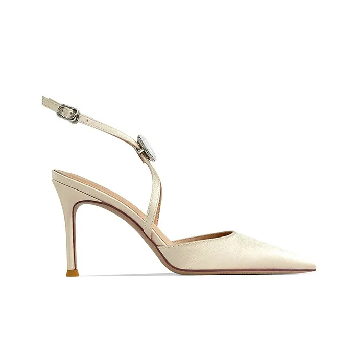 Lan Miao Slim Heel High Heels 8CM Women's Champagne-1