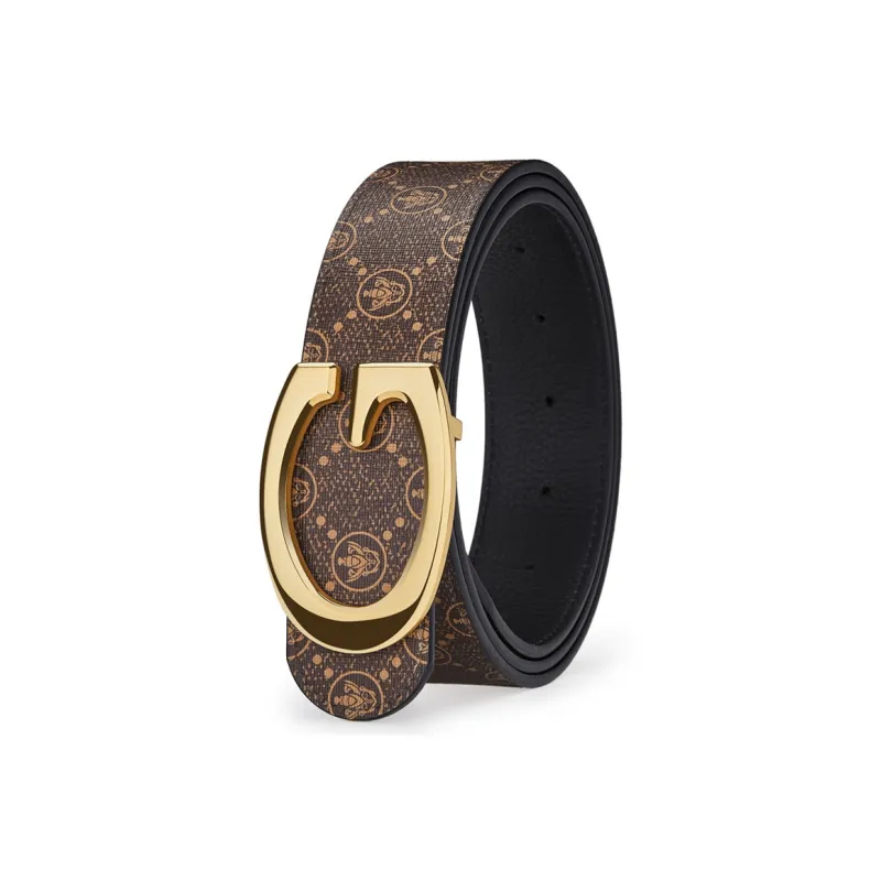 Jeccieziio Cow Leather Belts Men's Gunmetal, Gold, Silver Width 3.8CM-28
