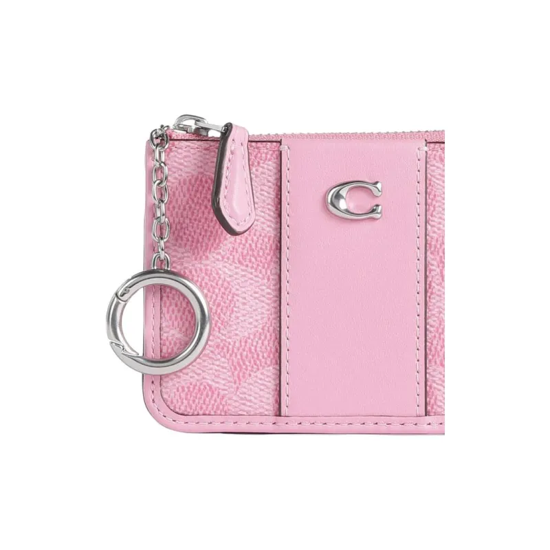 COACH Mini Id Skinny Coated Canvas With Calfskin Card Holder Mini Women's Bright Pink-5